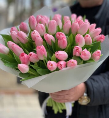 Bouquet of 50 pink tulips