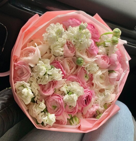 Bouquet of Pink Ranunculus and Matthiola