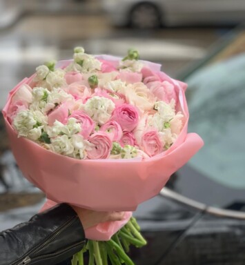 Bouquet of Pink Ranunculus and Matthiola