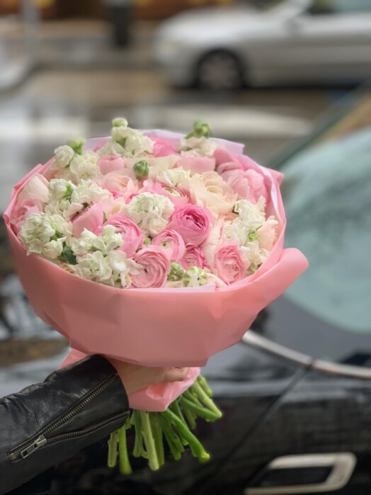 Bouquet of Pink Ranunculus and Matthiola