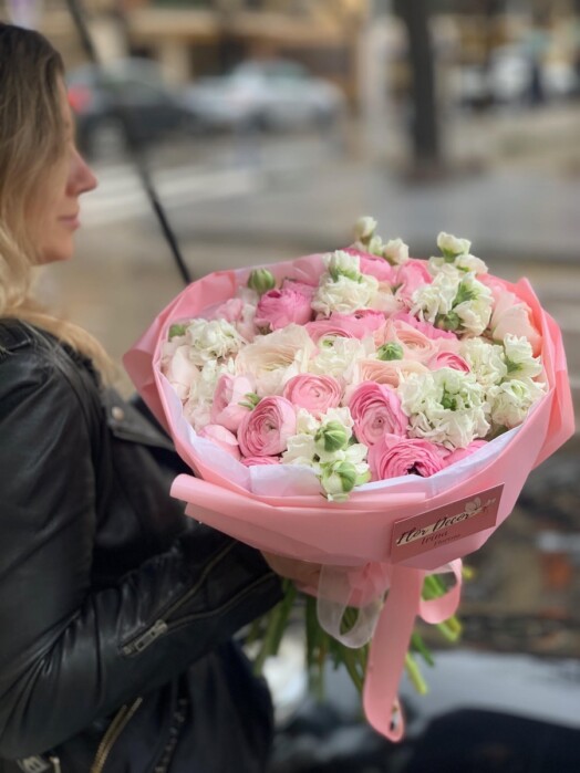 Bouquet of Pink Ranunculus and Matthiola
